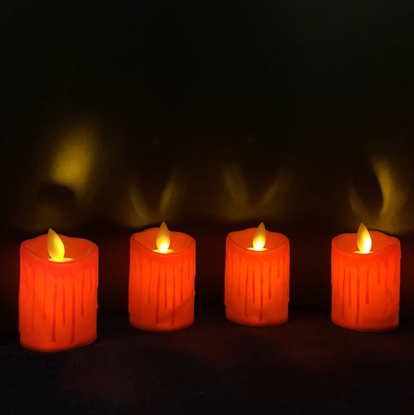 LED Swinging flameless candles made with realistic wax effect in Romantic Red Color, flickering flameless candles, flameless LED pillar candles, LED lighted candles